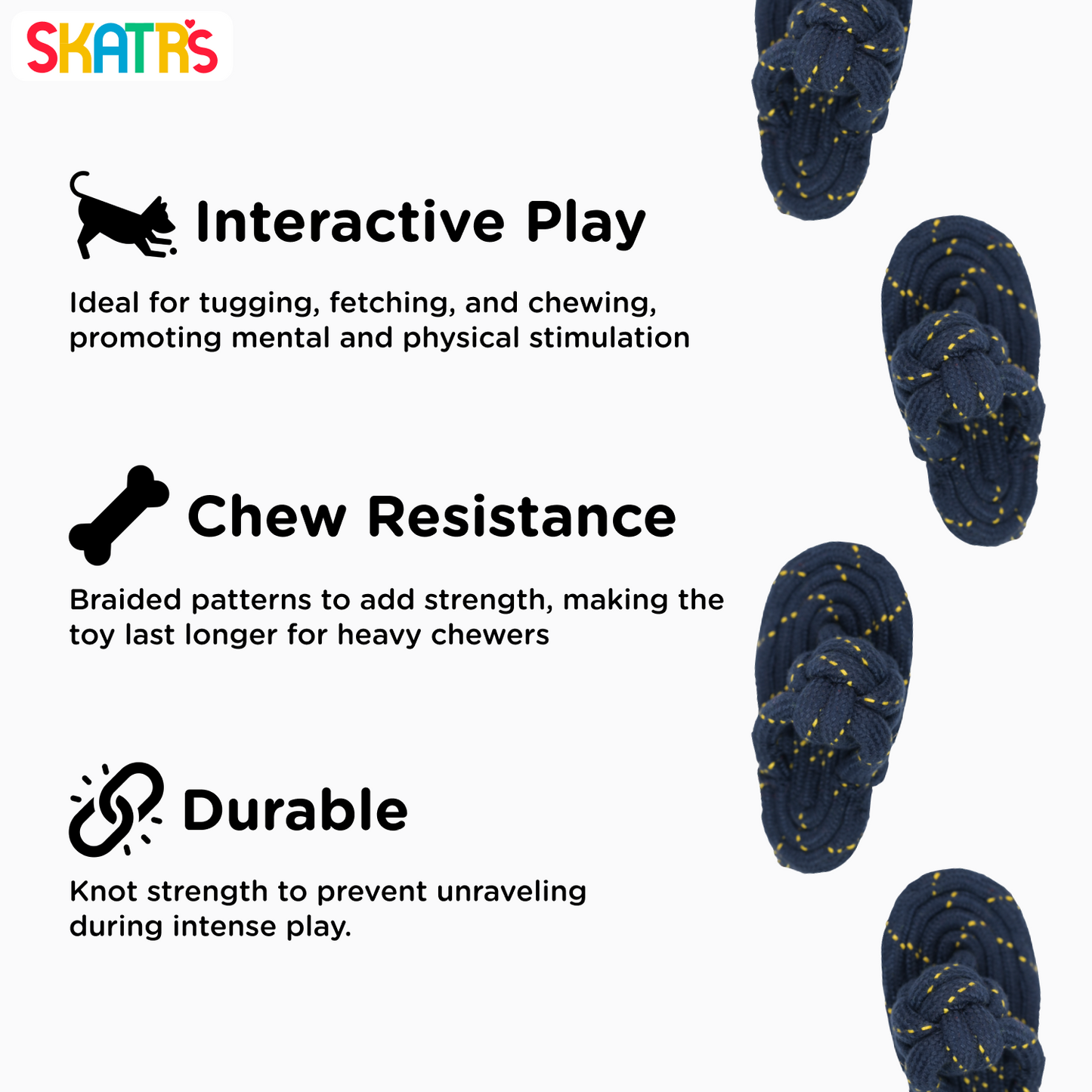 Skatrs Sandal Shaped Hand Made Durable Rope Chew Toy for Dogs  Cats Dark Blue