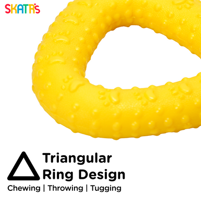 Skatrs Rubber Triangular Ring toy for Dogs and Cat  Yellow