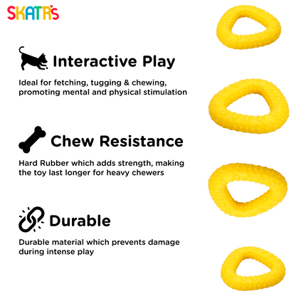 Skatrs Rubber Triangular Ring toy for Dogs and Cat  Yellow