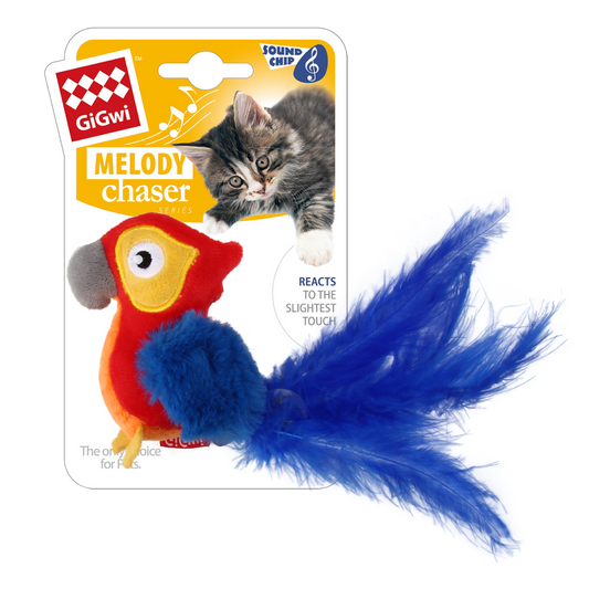 GiGwi Melody Chaser with Motion Activated Sound Chip for Cats Red Parrot