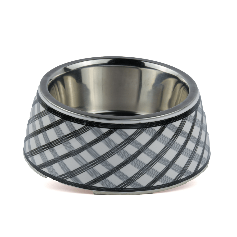 Basil Check Print Melamine Bowl for Dogs and Cats