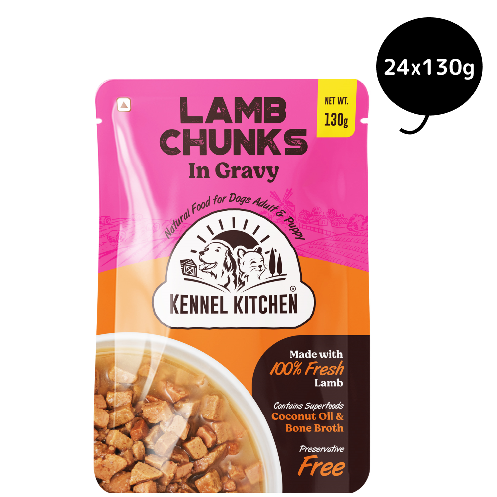 Kennel Kitchen Lamb Chunks in Gravy Puppy  Adult Dog Wet Food All Life Stage