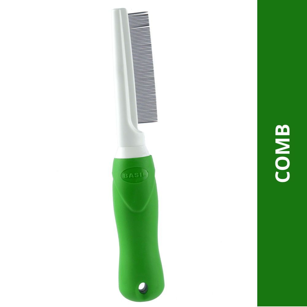 Basil One Sided Flea Comb Green