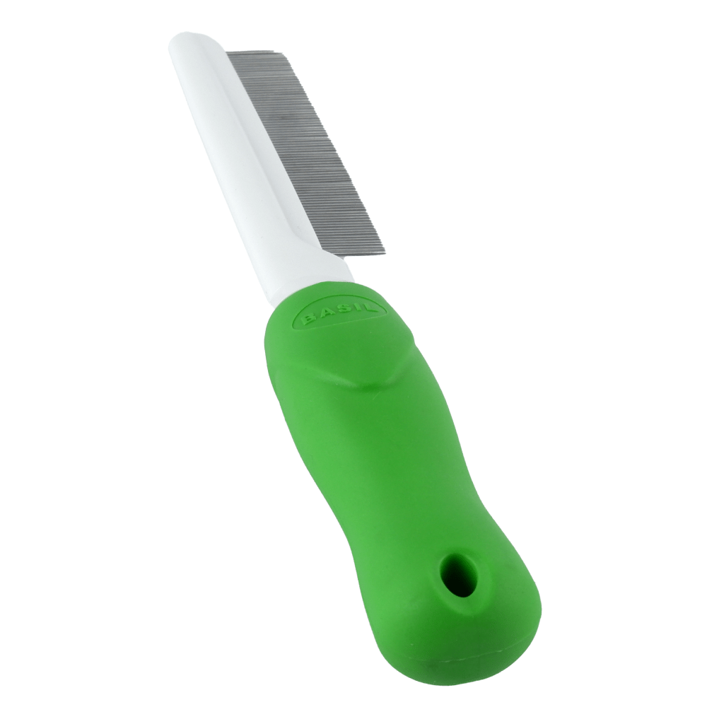 Basil One Sided Flea Comb Green