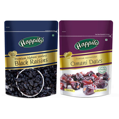 Happilo Premium Nuts  Dry Fruit Combo 679g Black Raisins 225g Omani Dates 454g