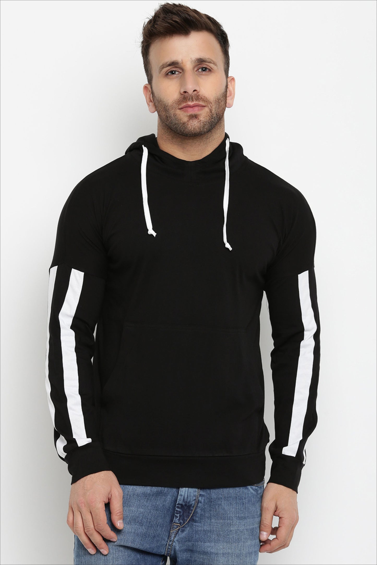 Black Stripe Hooded T-Shirt