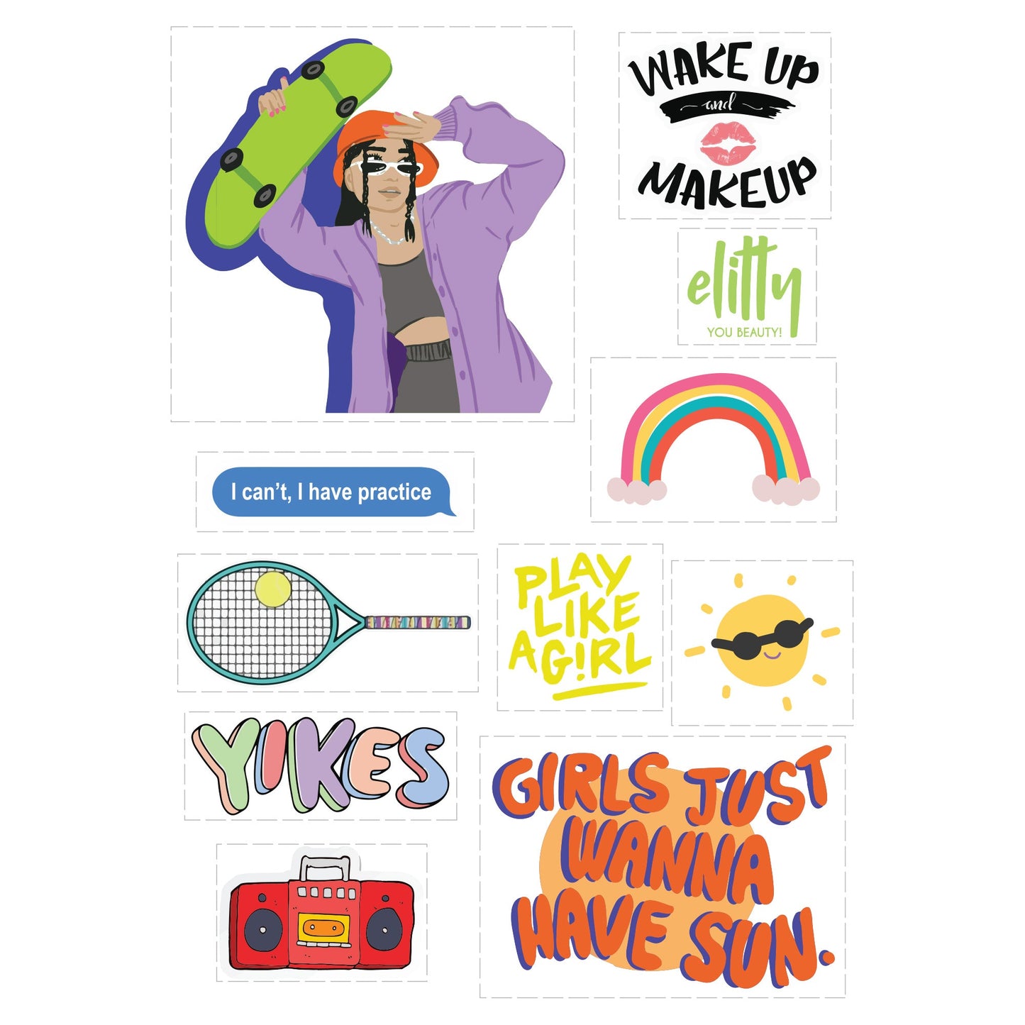 Elitty Cool Teen Sticker Pack Sun