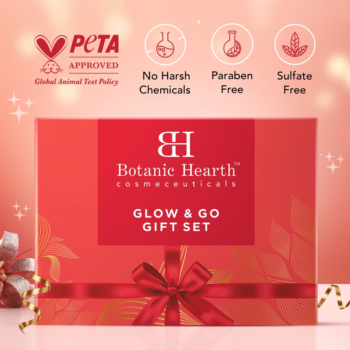 Botanic Hearth Gift Set of 3- Hibiscus Body Scrub - 50g  Raspberry Lip Balm - 8g  Rose Body Wash - 50ml