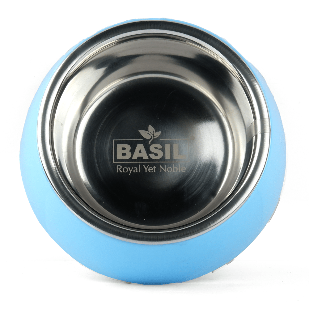 Basil Solid Color Melamine Bowl for Dogs and Cats Blue