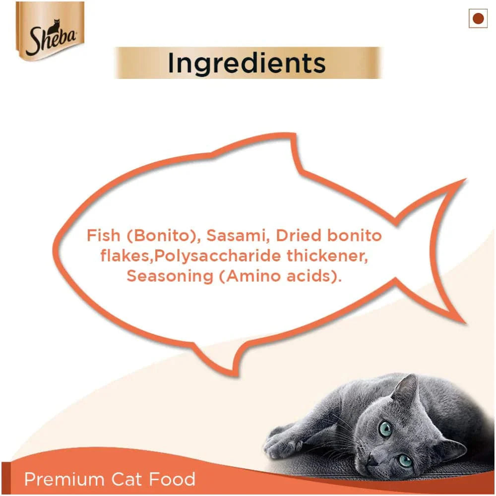 Sheba Fish with Sasami and Skipjack  Salmon Fish Mix Cat Wet Food Combo