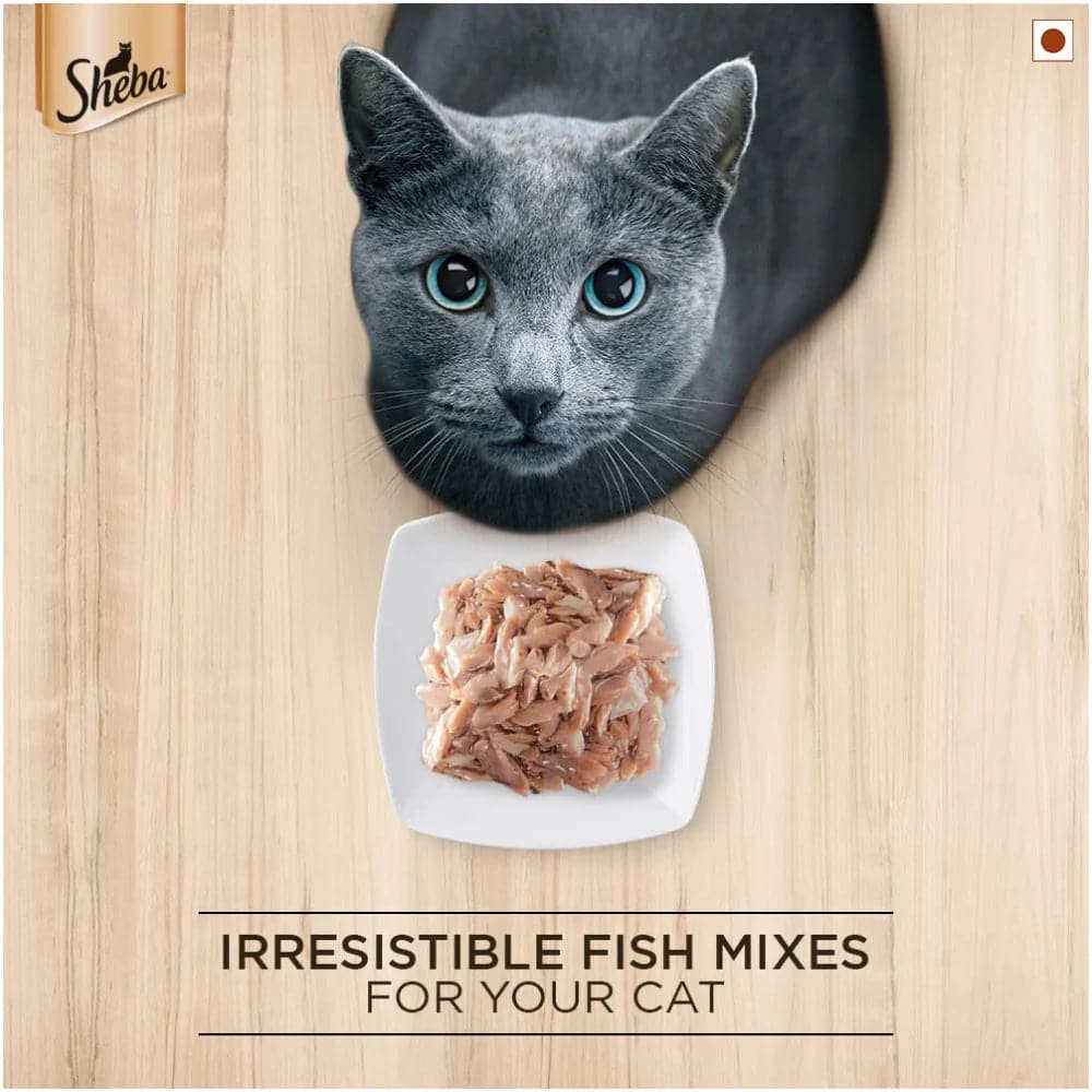 Sheba Fish with Sasami and Skipjack  Salmon Fish Mix Cat Wet Food Combo