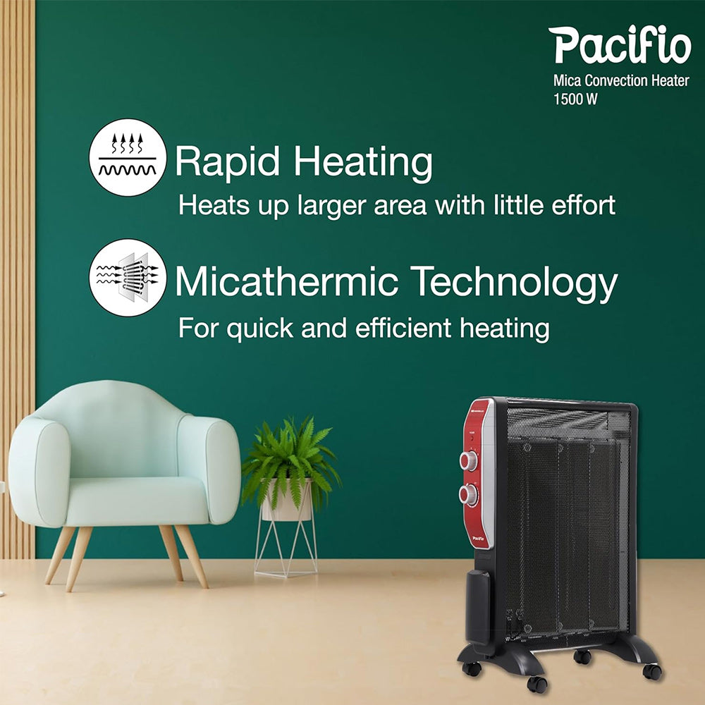 Havells Pacifio Mica Convenction 1500W 3 Plate Room Heater