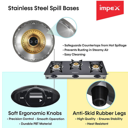 IMPEX ASPIRA 3 BURNER GAS STOVE