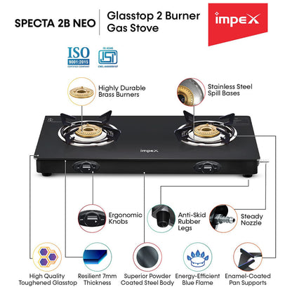 IMPEX SPECTA 2B NEO GLASSTOP GAS STOVE