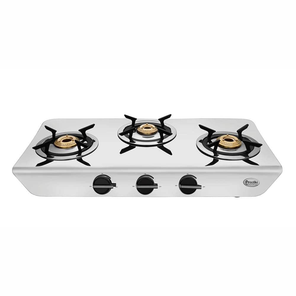 Preethi Stylo Steel 3 Burner Gas Stove