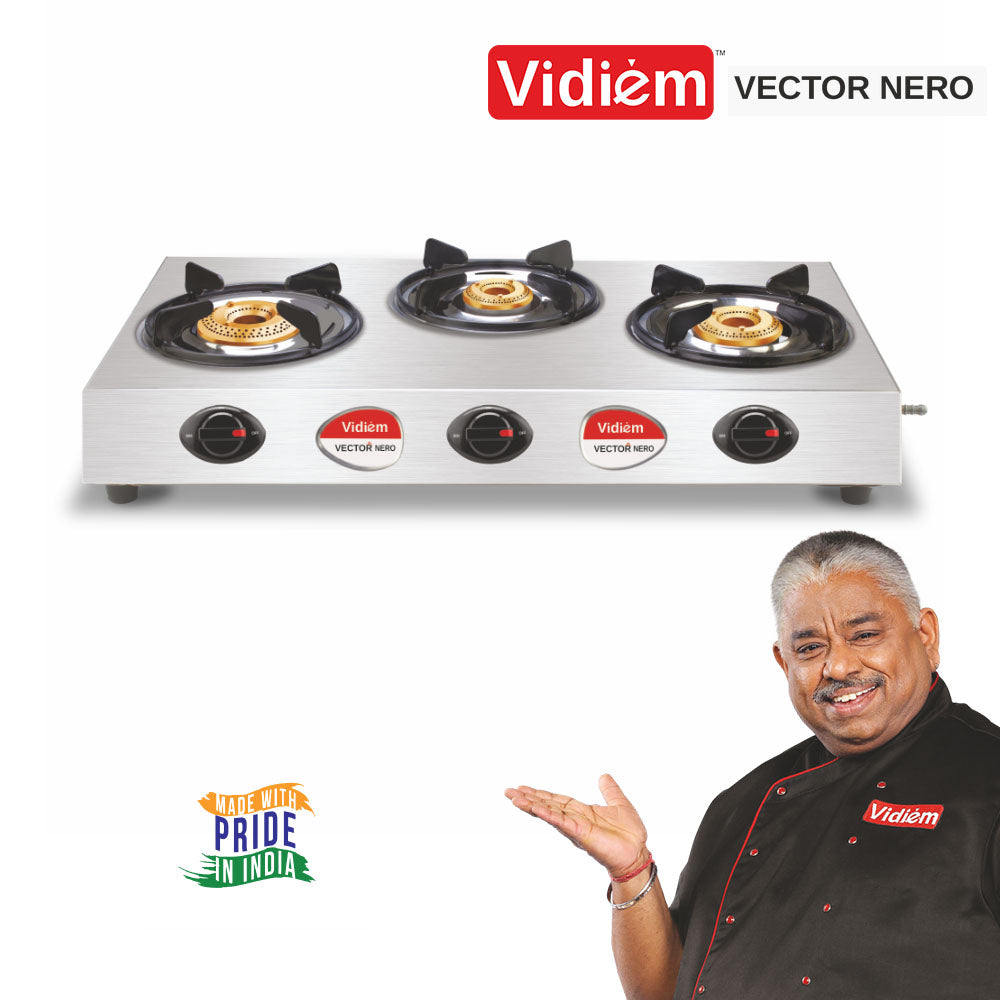 Vidiem Vector Nero 3B Stainless Steel Gas Stove