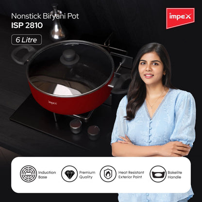 IMPEX ISP-2810 6L NONSTICK COATED ALUMINIUM BIRIYANI POT