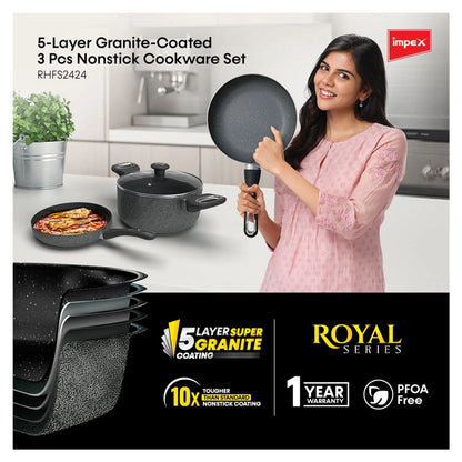 IMPEX NONSTICK GRANITE COOKWARE 3 PCS SET RHFM2424