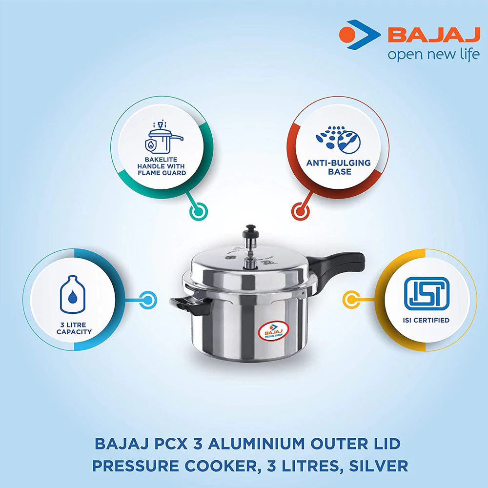 BAJAJ MAJESTY ALUMINIUM PCX 3 OUTER LID 3 LTR PRESSURE COOKER