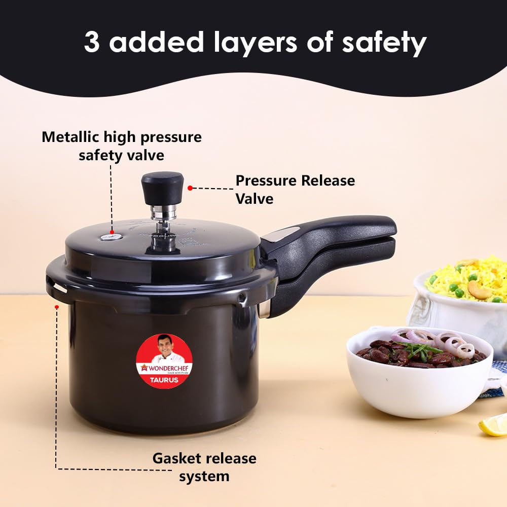 Wonderchef 3L Taurus Hard Anodized Outer Lid Pressure cooker 63154822