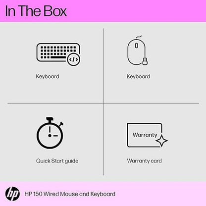 HP 150 Wired Keyboard and Mouse Combo with Instant USB Plug-and-Play Setup