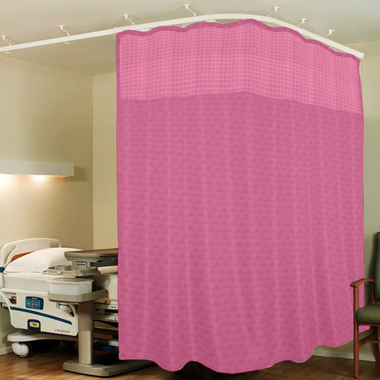 Hospital Partition Curtains 10x7 FT, Polyester, 20 Metal Eyelets, 20 Plastic Hooks, Pink Box Design