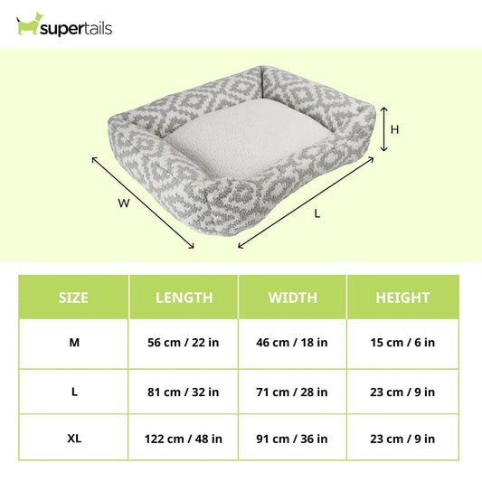 Pawpourri Aztec Lounger Bed for Dogs GreyWhite