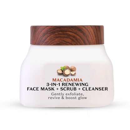 Macadamia 3 in 1 Renewing Face Mask Scrub  Cleanser  From the makers of Parachute Advansed  140ml