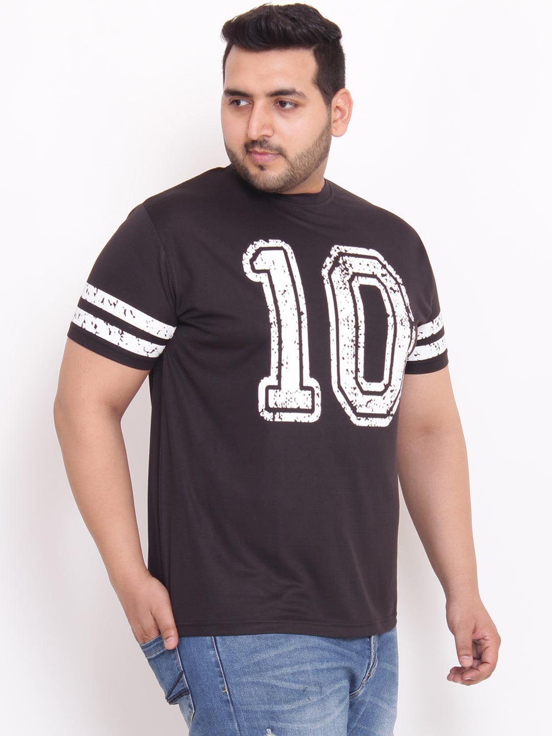 Men Plus Size Curt Printed Round Neck Tshirt