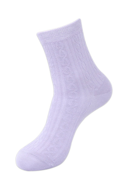 Balenzia Womens Self design Woolen high ankle Socks- BluePinkPurple-Pack of 3 Pairs1U