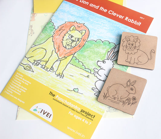 IVEI The Lion and the Clever Rabbit - Workbook and 2 DIY Magnets - 4 to 7 yrs