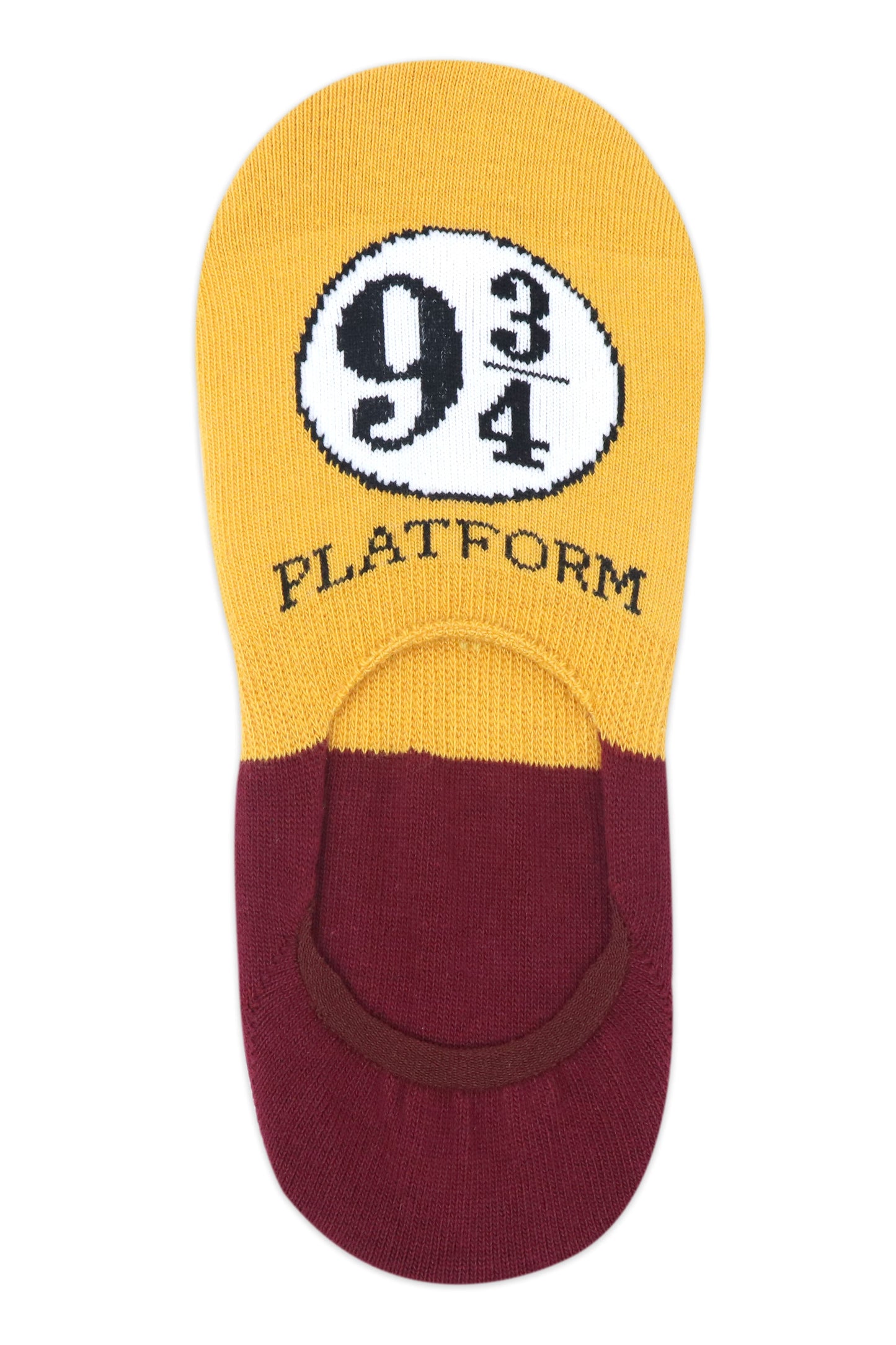 Balenzia x Harry Potter Potter 07 Lightning Bolt  Glasses Platform 9 34 No Show Socks for WomenPack of 3 Pairs1U- Yellow  Maroon