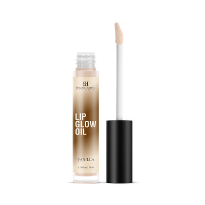 Botanic Hearth Lip Glow Oil, Vanilla, 10ml: Moisturizing, Hydrating, Non-Greasy, Transparent Gloss for Dry Lips.