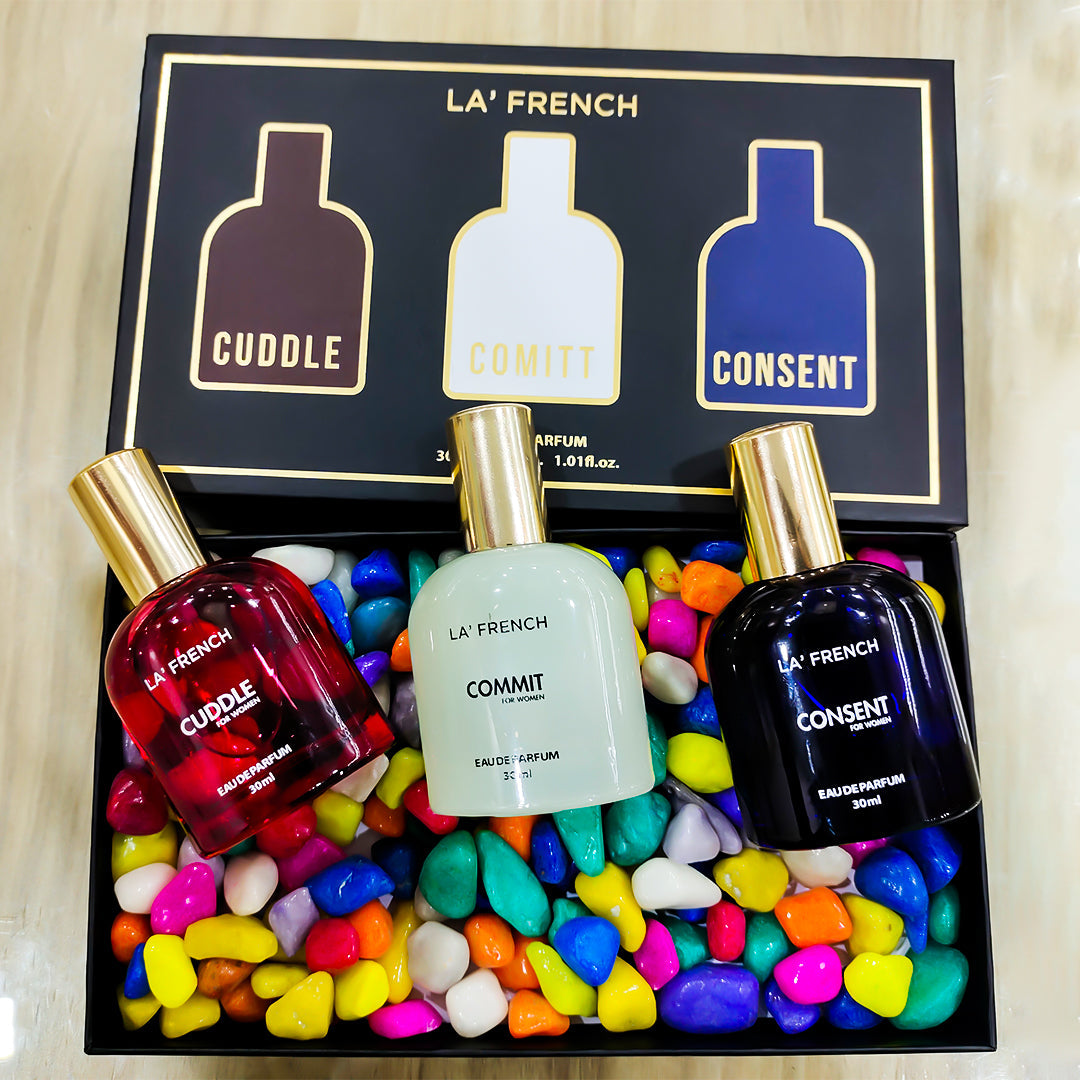 LaFrench Perfume Gift Set for Women 3x30 ML Cuddle Commit  Consent Perfume Scent