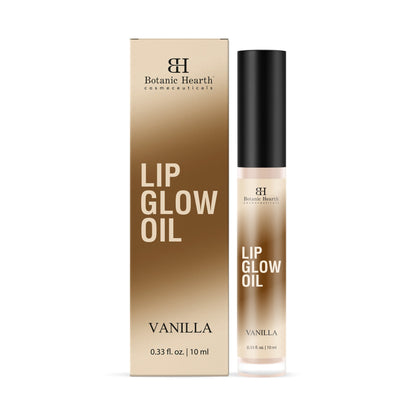 Botanic Hearth Lip Glow Oil, Vanilla, 10ml: Moisturizing, Hydrating, Non-Greasy, Transparent Gloss for Dry Lips.