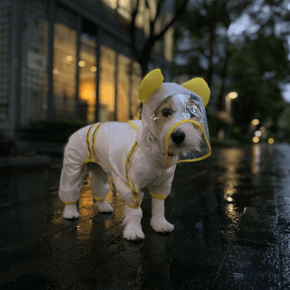 Fofos Four Leg Yellow Raincoat for Dogs Button Up Style