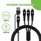 Trio Link 18W 3 in 1 Braided Fast Charging Cable UL1142BLK