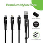 Trio Link 18W 3 in 1 Braided Fast Charging Cable UL1142BLK