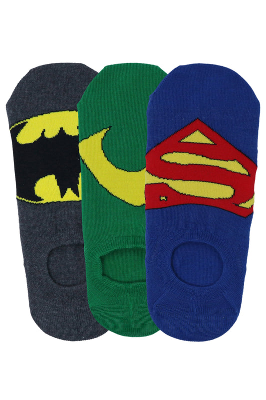 Justice League Mens Cotton Sneaker Socks with Anti Slip Silicon - Superman Batman Aquaman -Pack of 3 Pairs1U- Sneakers