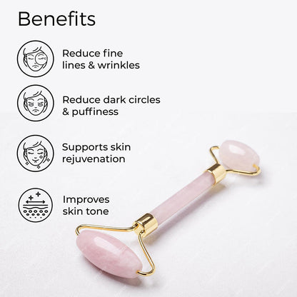 Rose Quartz Facial Roller for Skin Rejuvenation