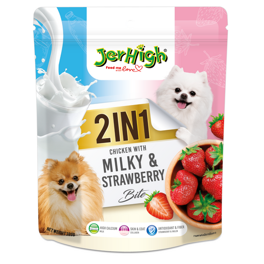 JerHigh 2in1 Milky  Strawberry Bite Dog Treats