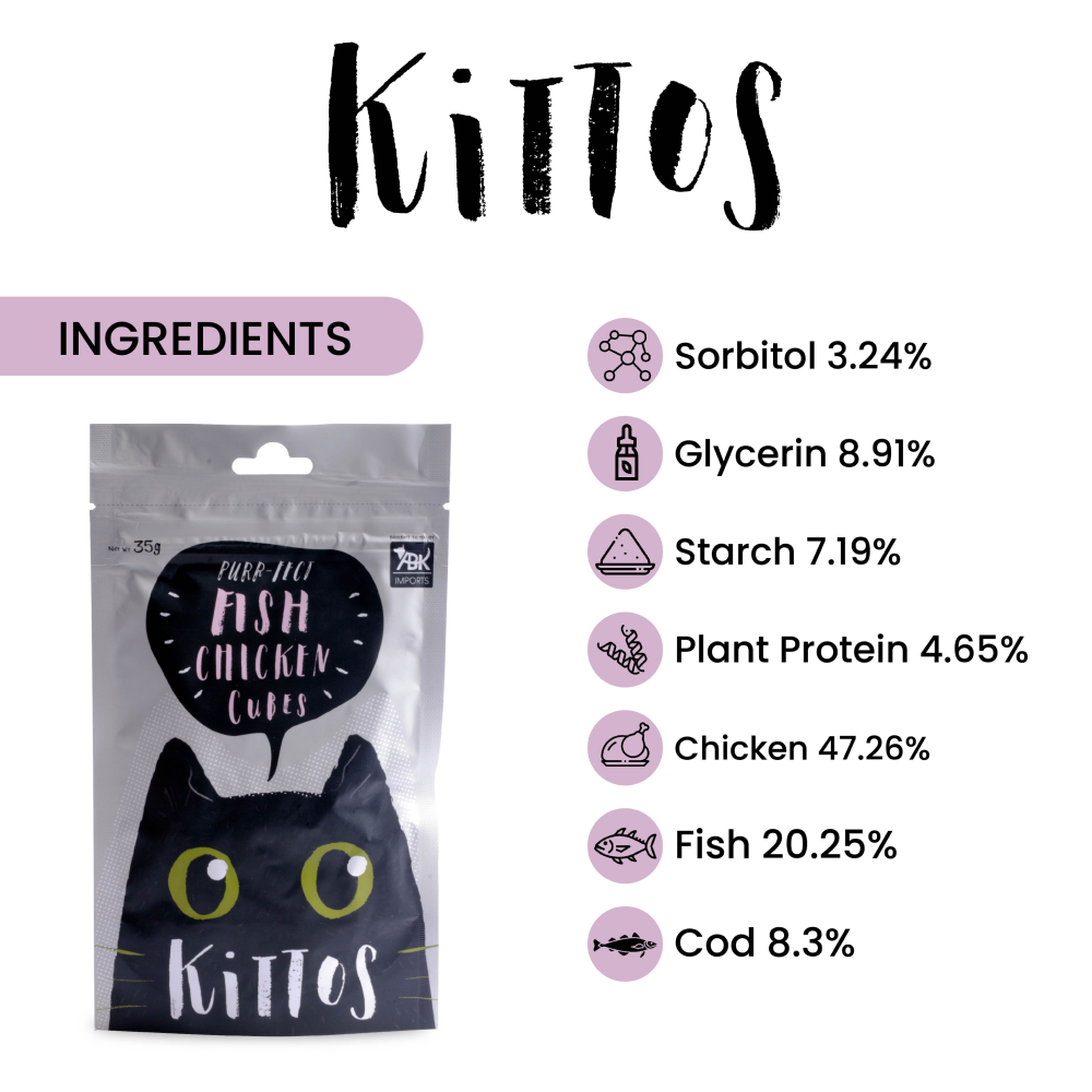 Kittos Purr fect Fish Chicken Cubes Cat Treats