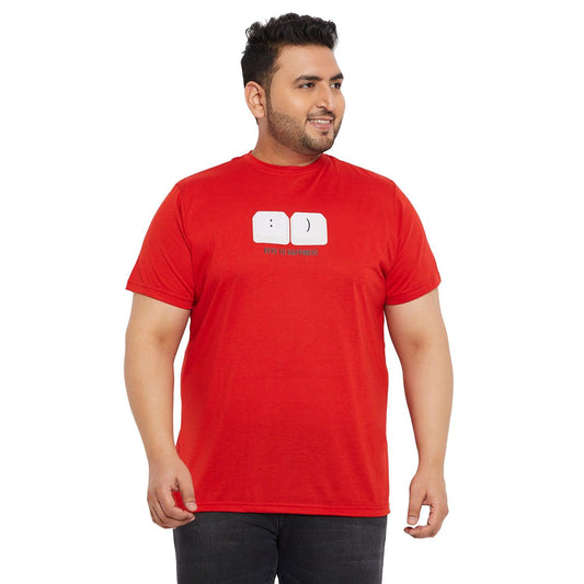 Men Plus Size Keys Printed Round Neck Tshirt