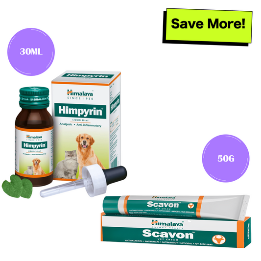 Himalaya Himpyrin Anti Inflammatory  Pain Relief Drops and Scavon Vet Cream for Dogs and Cats Combo