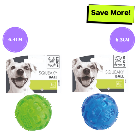 M Pets Squeaky Ball Toy for Dogs Combo GreenBlue