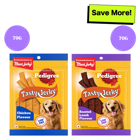 Pedigree Chicken  Liver and Roasted Lamb Flavor Tasty Jerky Dog Treat Combo