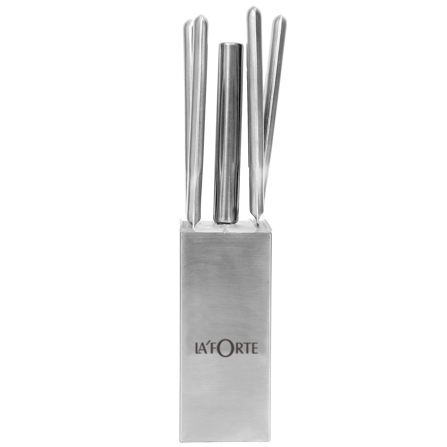 Laforte Stainless Steel Knife set with Metal Block 5-Pieces Silver