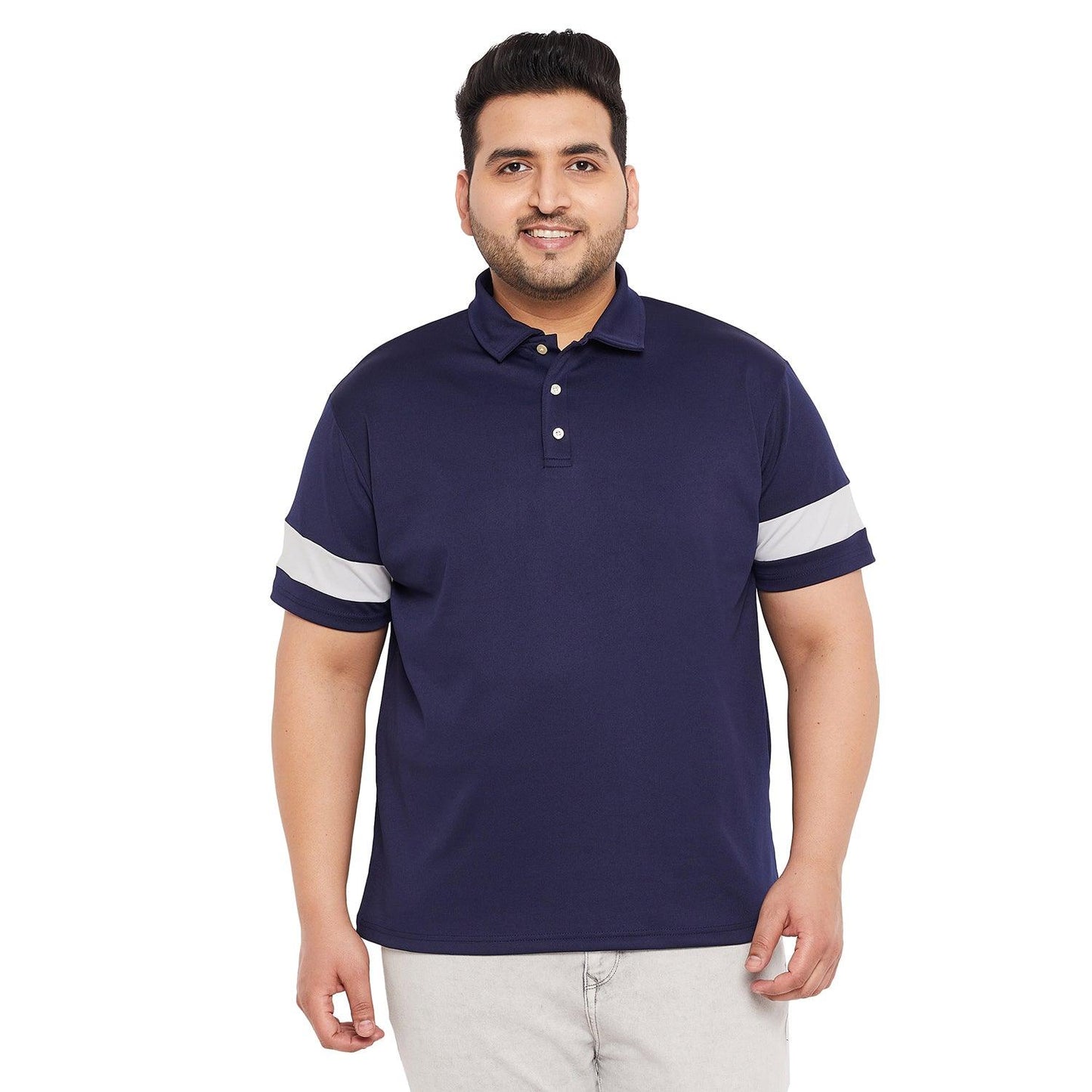 Men Plus Size Lapis Solid Polo Tshirt