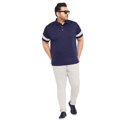 Men Plus Size Lapis Solid Polo Tshirt