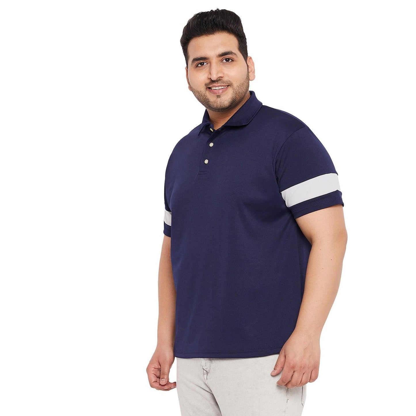 Men Plus Size Lapis Solid Polo Tshirt